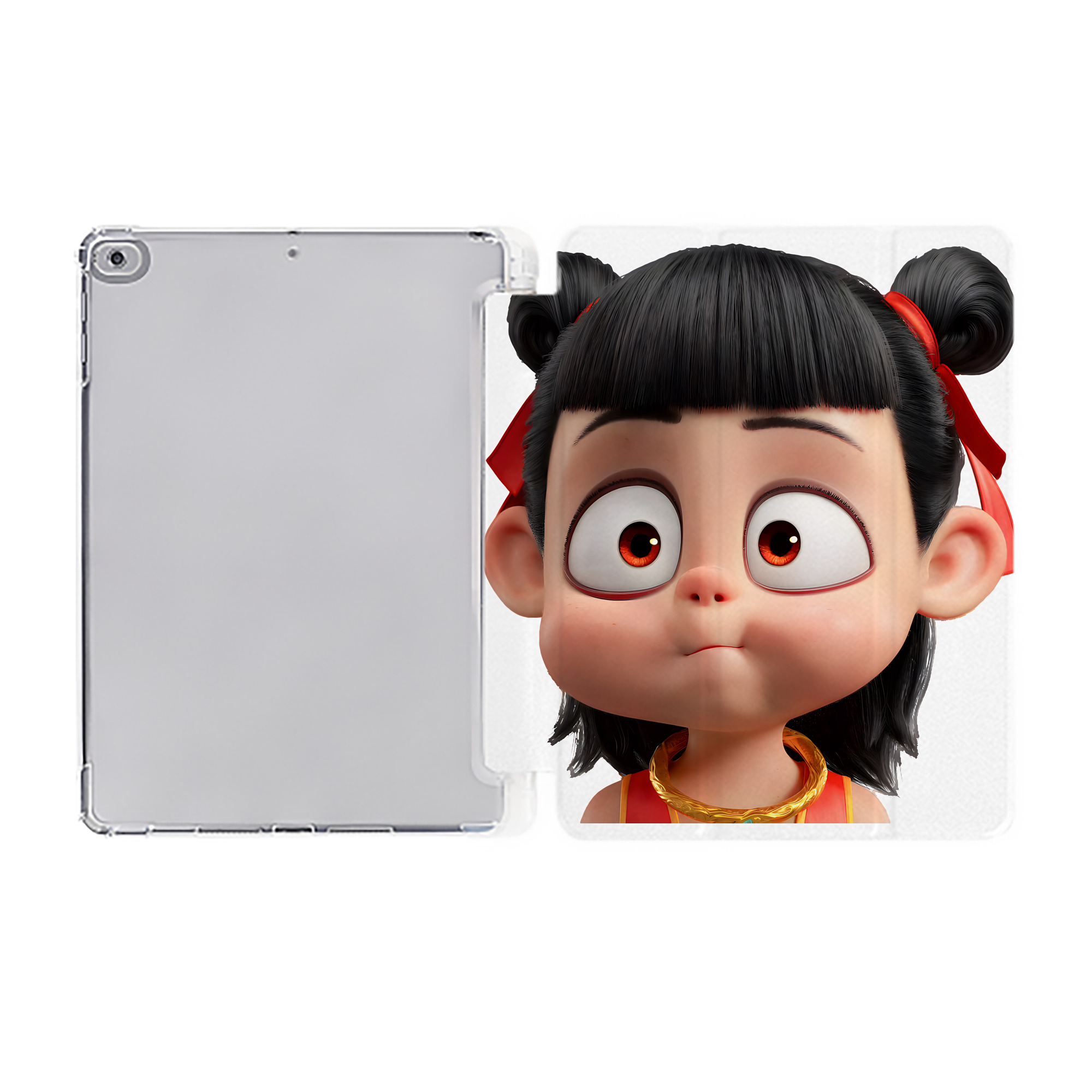 （画像用） Ne Zha 2 ナタ 魔童の大暴れ IPad ケース ペン収納付き 三つ折りスタンド PUレザー×シリコン 対応機種9.5/10.5/10.9インチ
